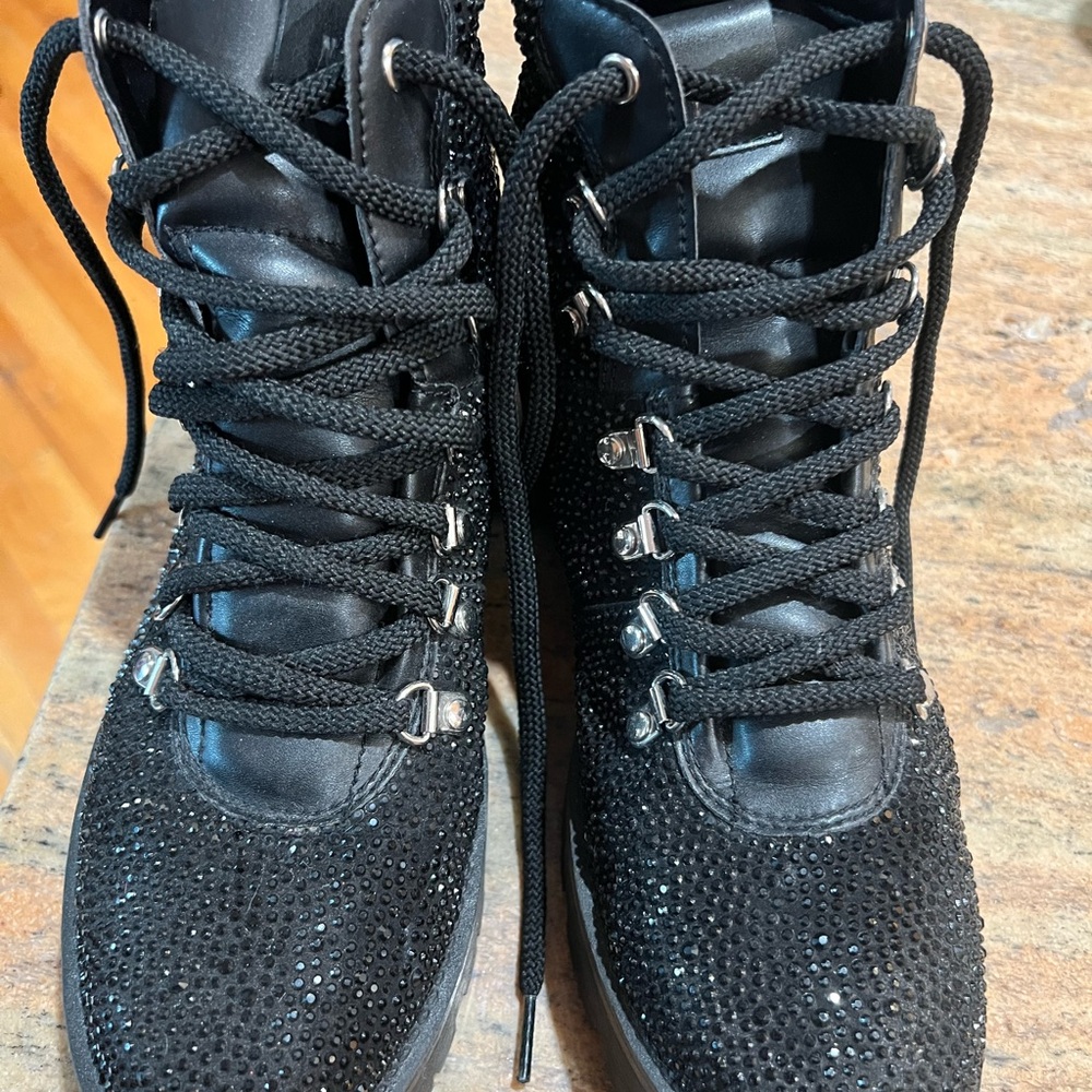Steve Madden black black crystal bling boots